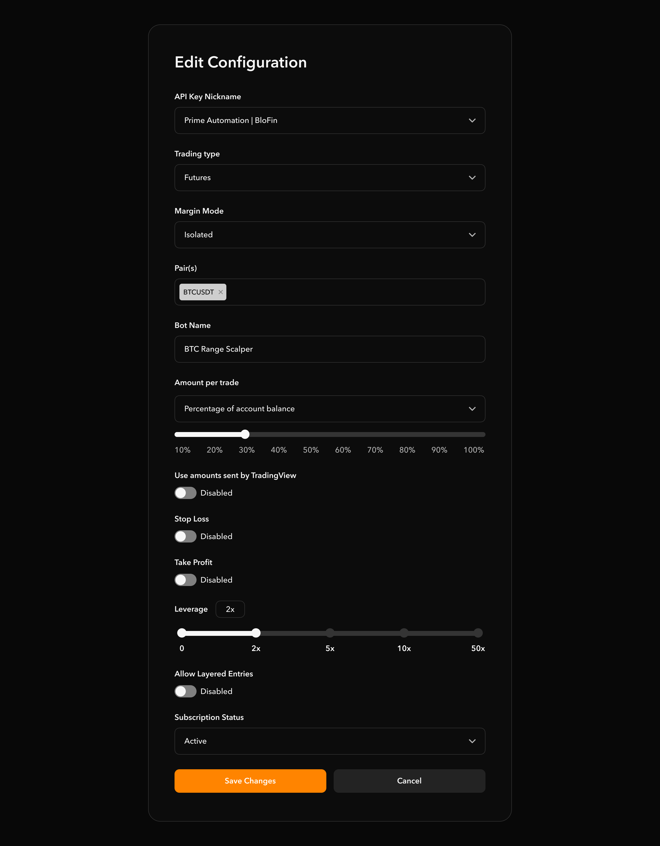 Edit Bot Configuration